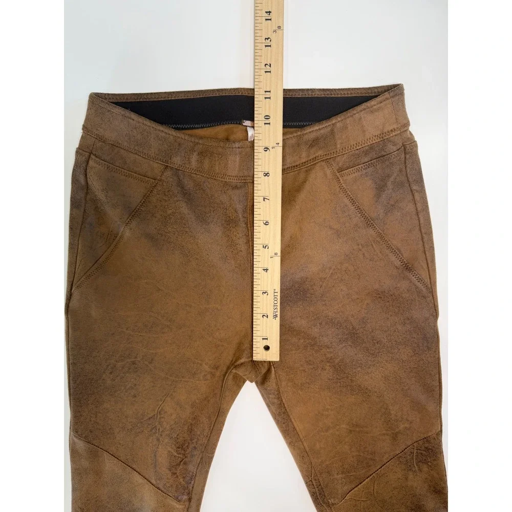 Free People‎ Vegan Leather Leggings Cognac Brown Moto Skinny Pants Size 2